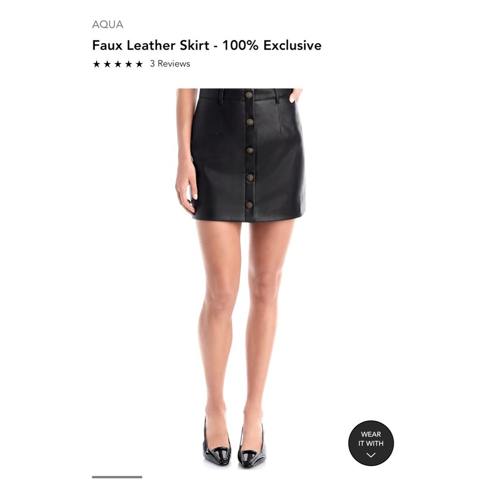 AQUA Faux Leather Skirt